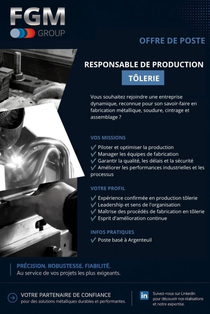 offre de poste responsable de production tolerie